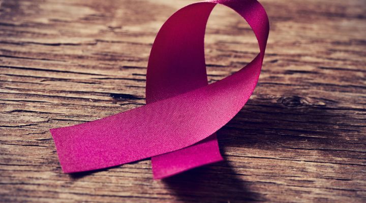 Breast cancer ribbon close up